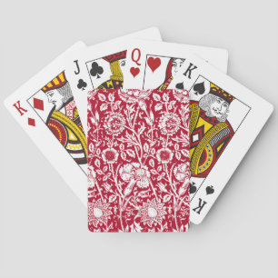 Art Nouveau Carnjnjestoornis Damask, Red en White Pokerkaarten