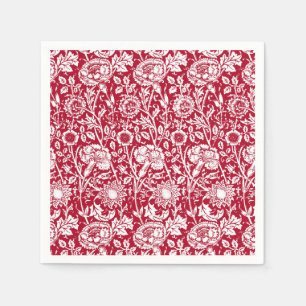 Art Nouveau Carnjnjestoornis Damask, Red en White Servet