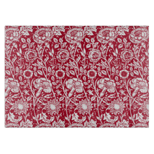 Art Nouveau Carnjnjestoornis Damask, Red en White Snijplank