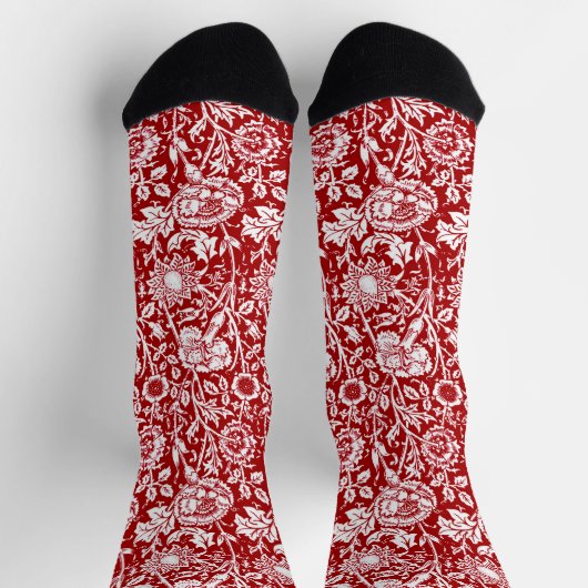 Art Nouveau Carnjnjestoornis Damask, Red en White Sokken (Top)