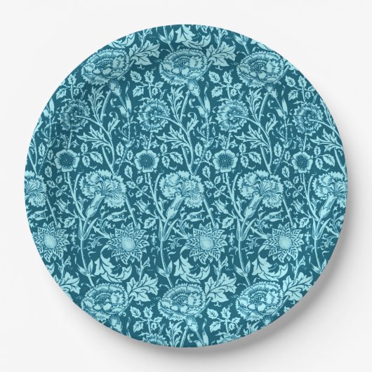 Art Nouveau Carnjnjevast, Indigo en Sky Blue Papieren Bordje (Voorkant)