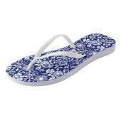 Art Nouveau Carnna Damask, Navy Blue en White Teenslippers (Schuin)