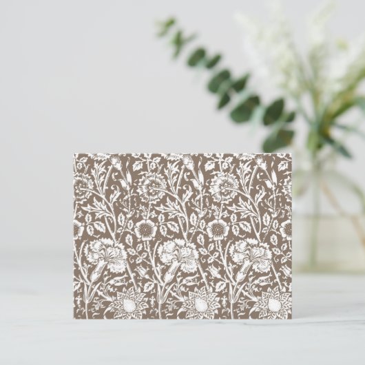 Art Nouveau Carnna Damask, Taupe en White Briefkaart (Staand voorkant)