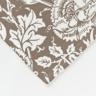 Art Nouveau Carnna Damask, Taupe en White Fleece Deken