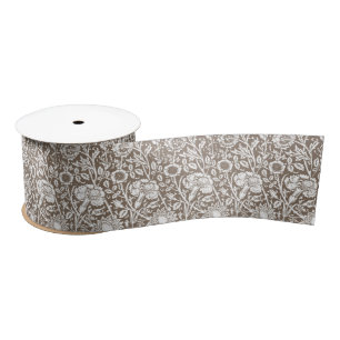 Art Nouveau Carnna Damask, Taupe en White Satijnen Lint
