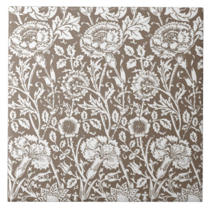 Art Nouveau Carnna Damask, Taupe en White Tegeltje