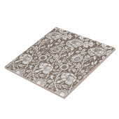 Art Nouveau Carnna Damask, Taupe en White Tegeltje (Zijkant)