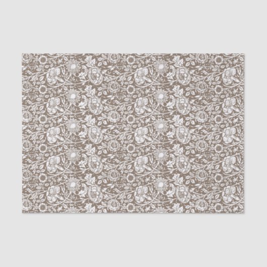 Art Nouveau Carnna Damask, Taupe en White Tissuepapier (Voorkant)