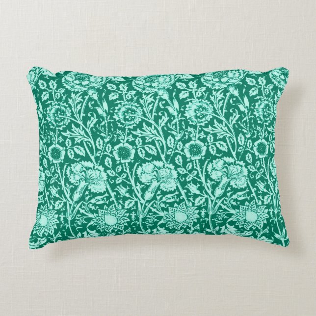 Art Nouveau Carnna Damask, Turquoise en Aqua Accent Kussen (Voorkant)