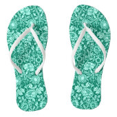 Art Nouveau Carnna Damask, Turquoise en Aqua Teenslippers (Voetbed)