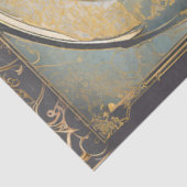 Art Nouveau Castle Lake Navy n Gold Ephemera 4A Tissuepapier (Detail)