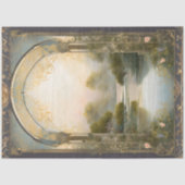 Art Nouveau Castle Lake Navy n Gold Ephemera 4A Tissuepapier (Voorkant)