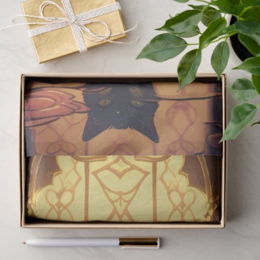 Art Nouveau Cat 1 Decoupage Papier (Geschenk)