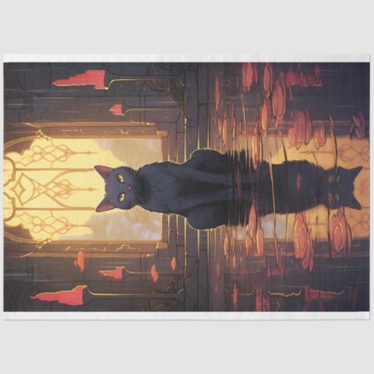 Art Nouveau Cat 1 Decoupage Papier (Voorkant)