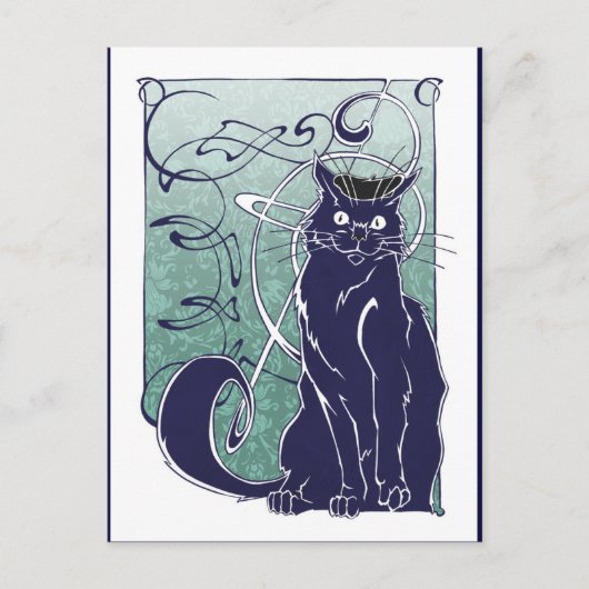Art Nouveau Cat Briefkaart (Voorkant)