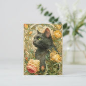 Art Nouveau Cat Briefkaart (Staand voorkant)
