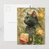 Art Nouveau Cat Briefkaart (Voorkant / Achterkant)