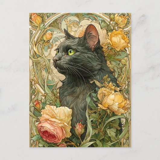Art Nouveau Cat Briefkaart (Voorkant)