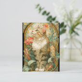 Art Nouveau Cat Briefkaart (Staand voorkant)