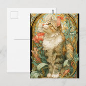 Art Nouveau Cat Briefkaart (Voorkant / Achterkant)
