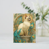 Art Nouveau Cat Briefkaart (Staand voorkant)