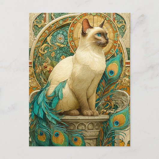 Art Nouveau Cat Briefkaart (Voorkant)