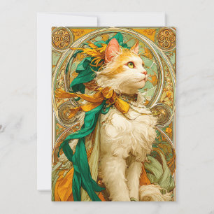 Art Nouveau Cat Feestdagenkaart