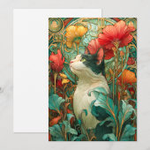 Art Nouveau Cat Feestdagenkaart (Voorkant / Achterkant)