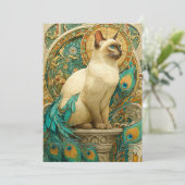 Art Nouveau Cat Feestdagenkaart (Staand voorkant)