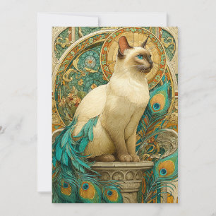 Art Nouveau Cat Feestdagenkaart