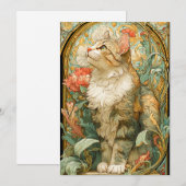 Art Nouveau Cat Feestdagenkaart (Voorkant / Achterkant)