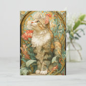 Art Nouveau Cat Feestdagenkaart (Staand voorkant)