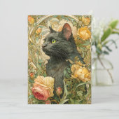 Art Nouveau Cat Feestdagenkaart (Staand voorkant)