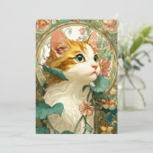 Art Nouveau Cat Feestdagenkaart (Staand voorkant)