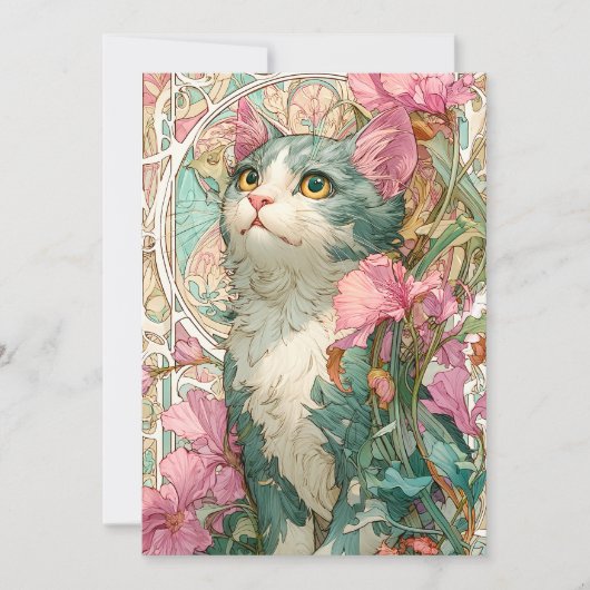 Art Nouveau Cat Feestdagenkaart (Voorkant)