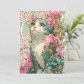 Art Nouveau Cat Feestdagenkaart (Staand voorkant)