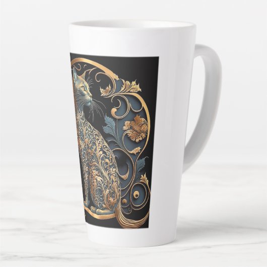 Art Nouveau Cat Latte Mok (Rechterhoek)