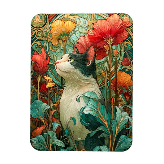 Art Nouveau Cat Magneet (Verticaal)