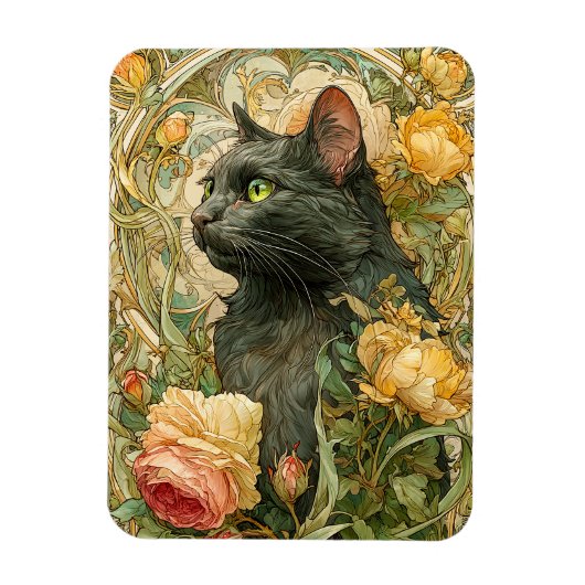 Art Nouveau Cat Magneet (Verticaal)