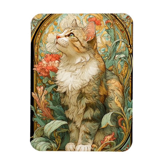 Art Nouveau Cat Magneet (Verticaal)
