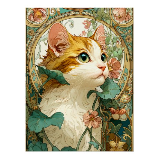 Art Nouveau Cat Perfect Poster (Voorkant)