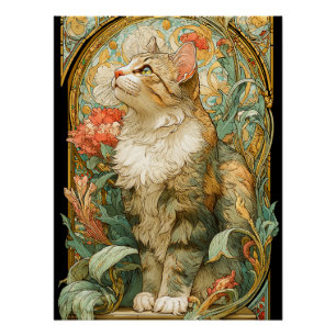 Art Nouveau Cat Perfect Poster