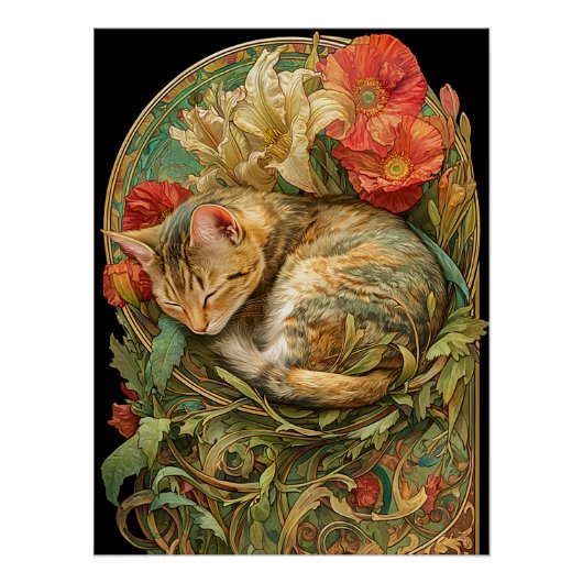 Art Nouveau Cat Perfect Poster (Voorkant)
