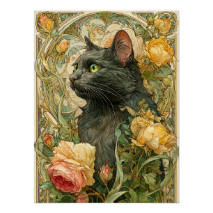 Art Nouveau Cat Perfect Poster