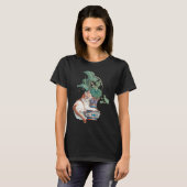 Art Nouveau Cat Zitting Next to Potential Plant T-shirt (Voorkant volledig)