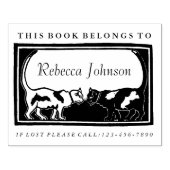 Art Nouveau Cats Book Label Rubberstempel (Afrduk)