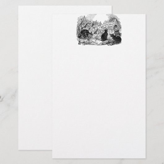 Art Nouveau Cats Briefpapier (Voorkant / Achterkant)