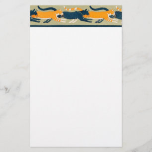 Art Nouveau Cats en Flowers Briefpapier