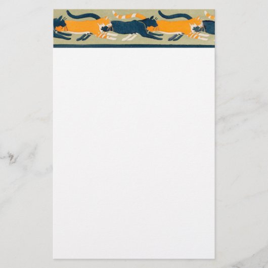 Art Nouveau Cats en Flowers Briefpapier (Voorkant)