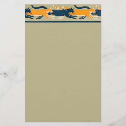 Art Nouveau Cats en Flowers Stationery Briefpapier (Voorkant)